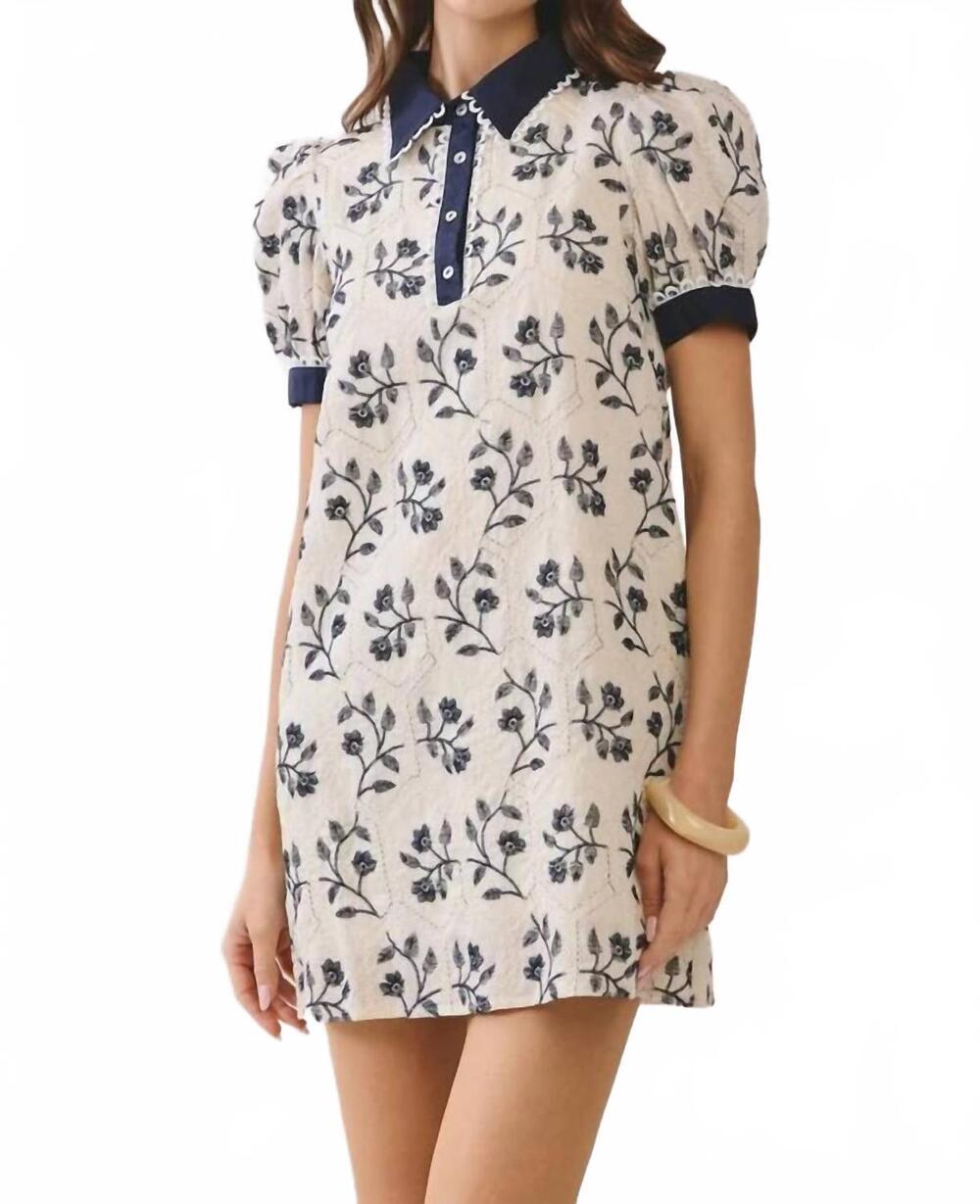 NEW PRETTY FOLLIES floral puff sleeve mini dress in cream